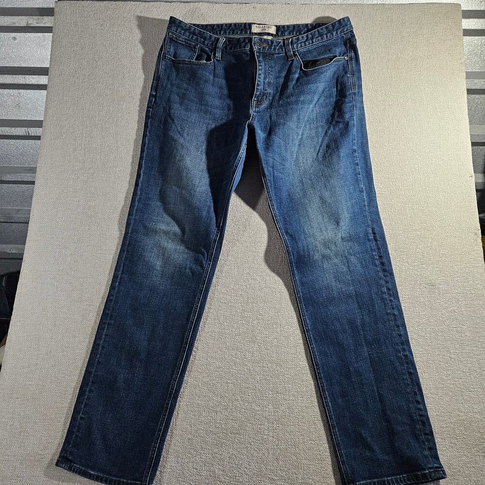 Y2K Billabong Blue Jeans 38x32 Mens Straight Leg Skater Denim Distressed